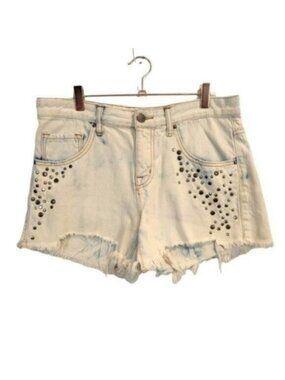 BDG | Mid Rise Freja Vintage Fit Studded Jean Shorts Raw Hem